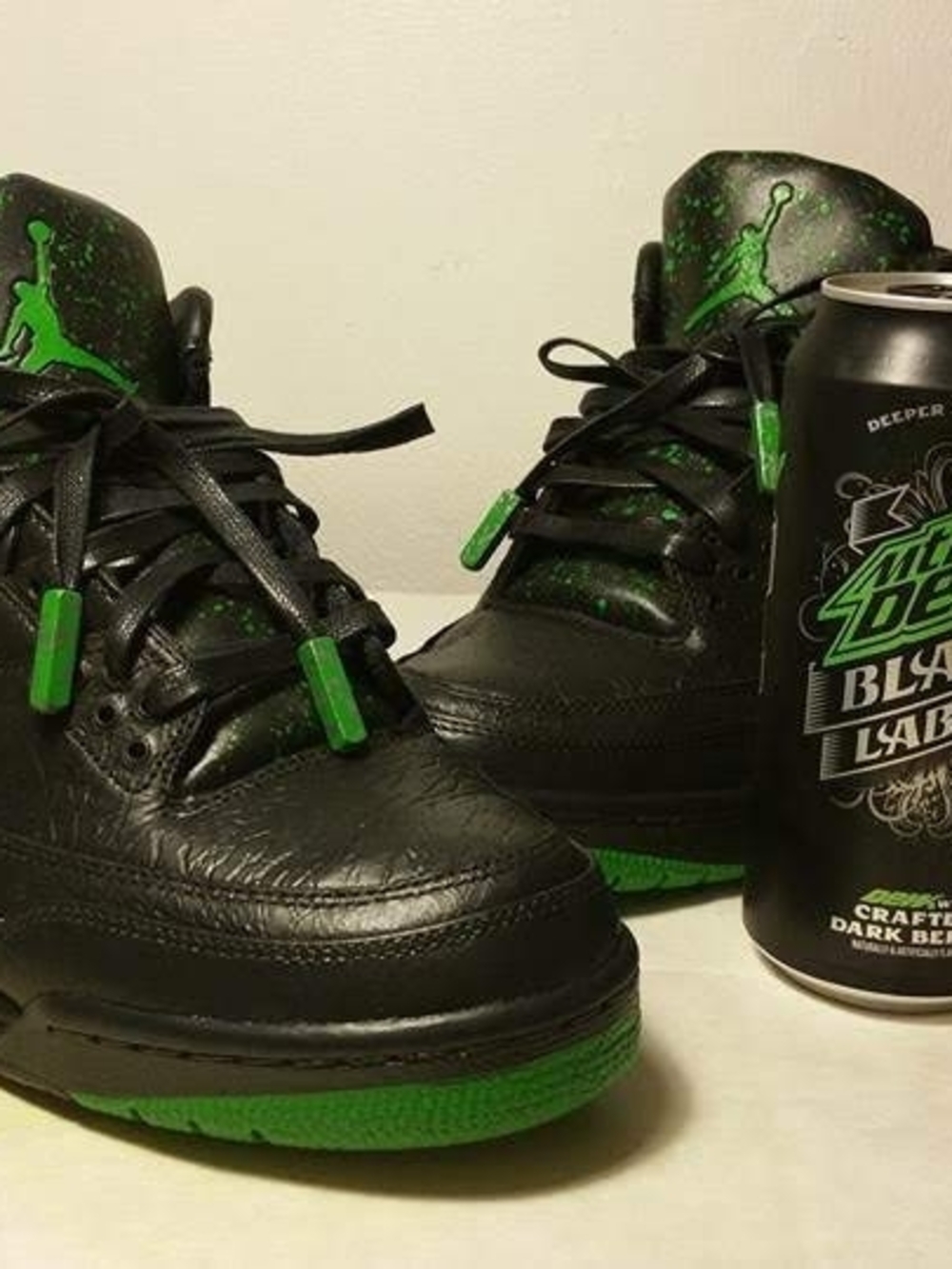 Custom Nike Jordan 3's Men’s Black and Green Low-Top Sneakers - Picture 2 of 14
